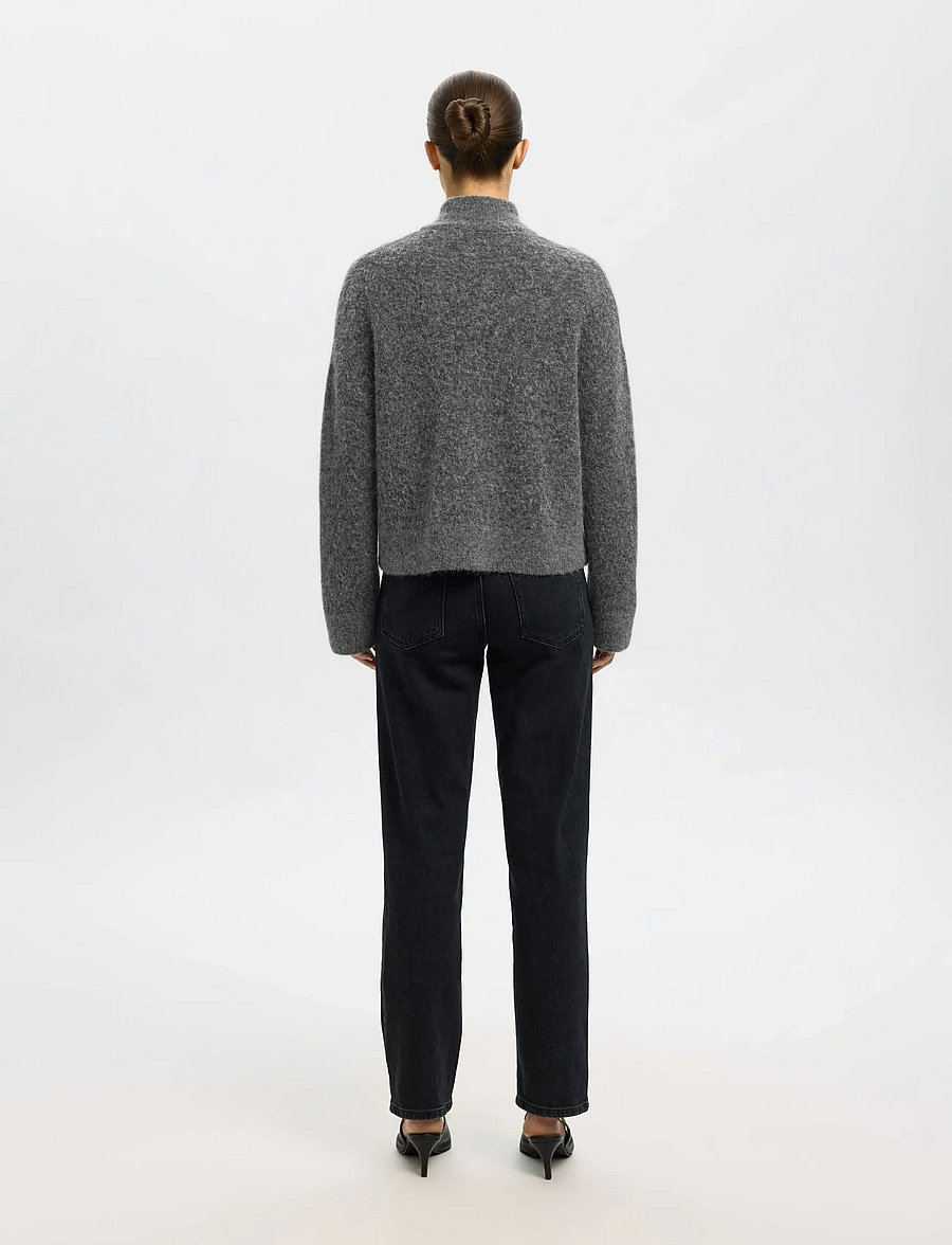 Selected - SLWSIA RAS LS KNIT ZIPPER CARDIGAN NOOS - strickjacken - medium grey melange - 2