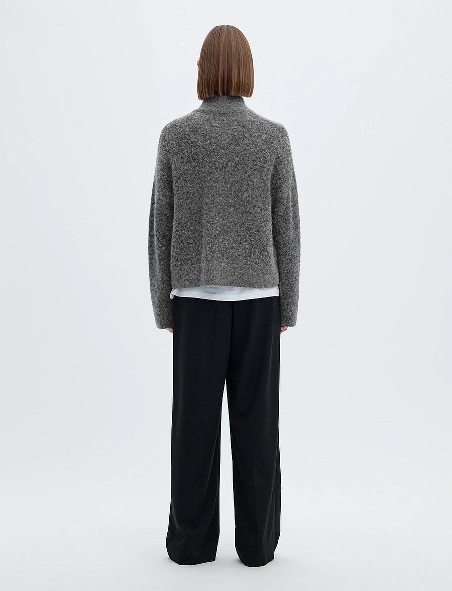 Selected - SLWSIA RAS LS KNIT ZIPPER CARDIGAN NOOS - kardiganid - medium grey melange - 2