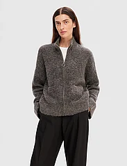 Selected Femme - SLFSIA RAS LS KNIT ZIPPER CARDIGAN NOOS - swetry rozpinane - medium grey melange - 3