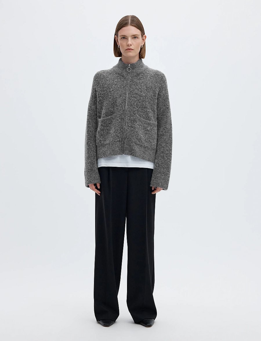 Selected - SLWSIA RAS LS KNIT ZIPPER CARDIGAN NOOS - kardiganid - medium grey melange - 3