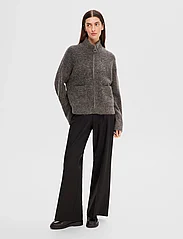 Selected Femme - SLFSIA RAS LS KNIT ZIPPER CARDIGAN NOOS - swetry rozpinane - medium grey melange - 4