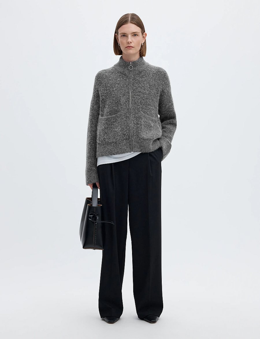 Selected - SLWSIA RAS LS KNIT ZIPPER CARDIGAN NOOS - kardiganid - medium grey melange - 5