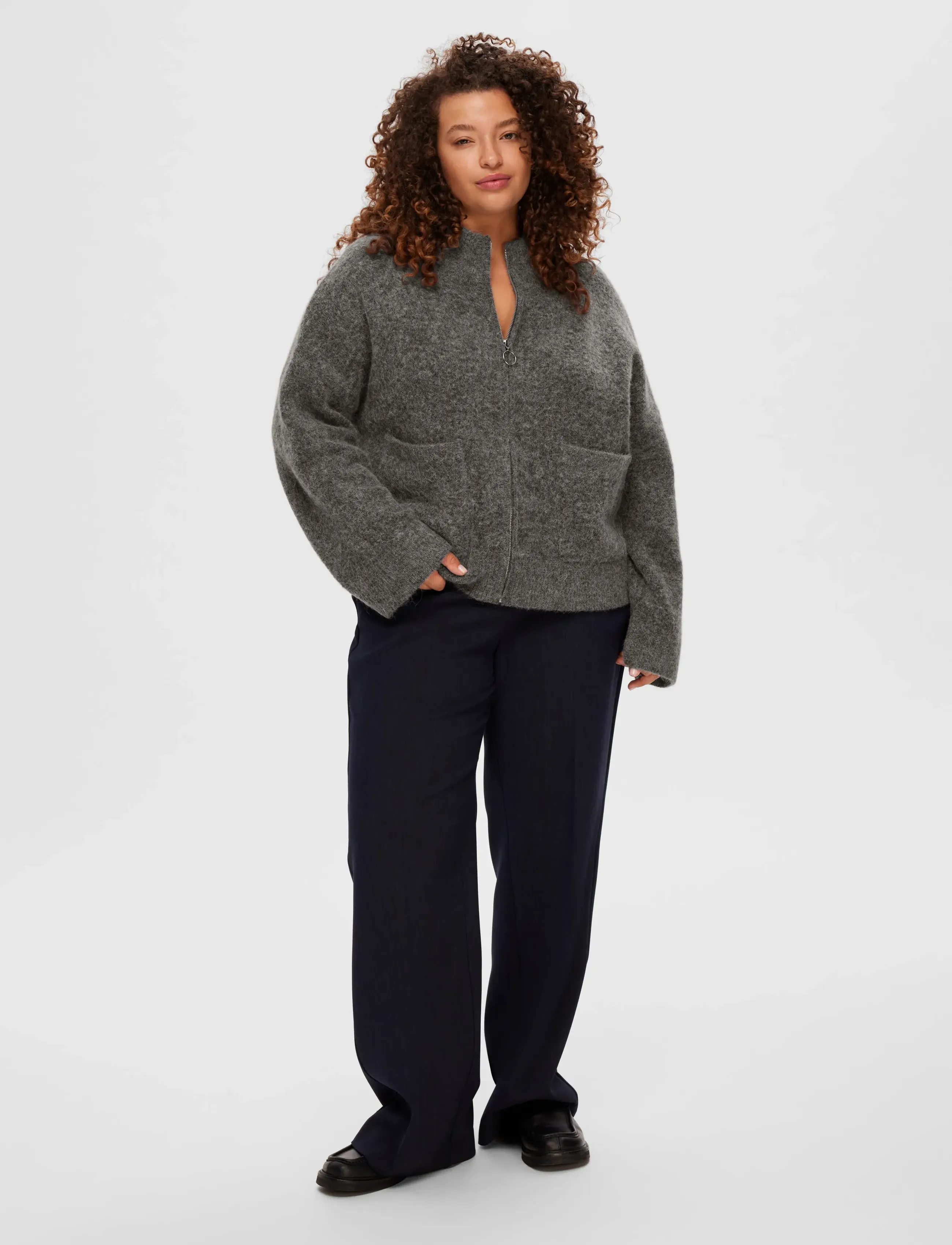 SELECTED Slwsia Ras Ls Knit Zipper Cardigan Noos dam – bild 6