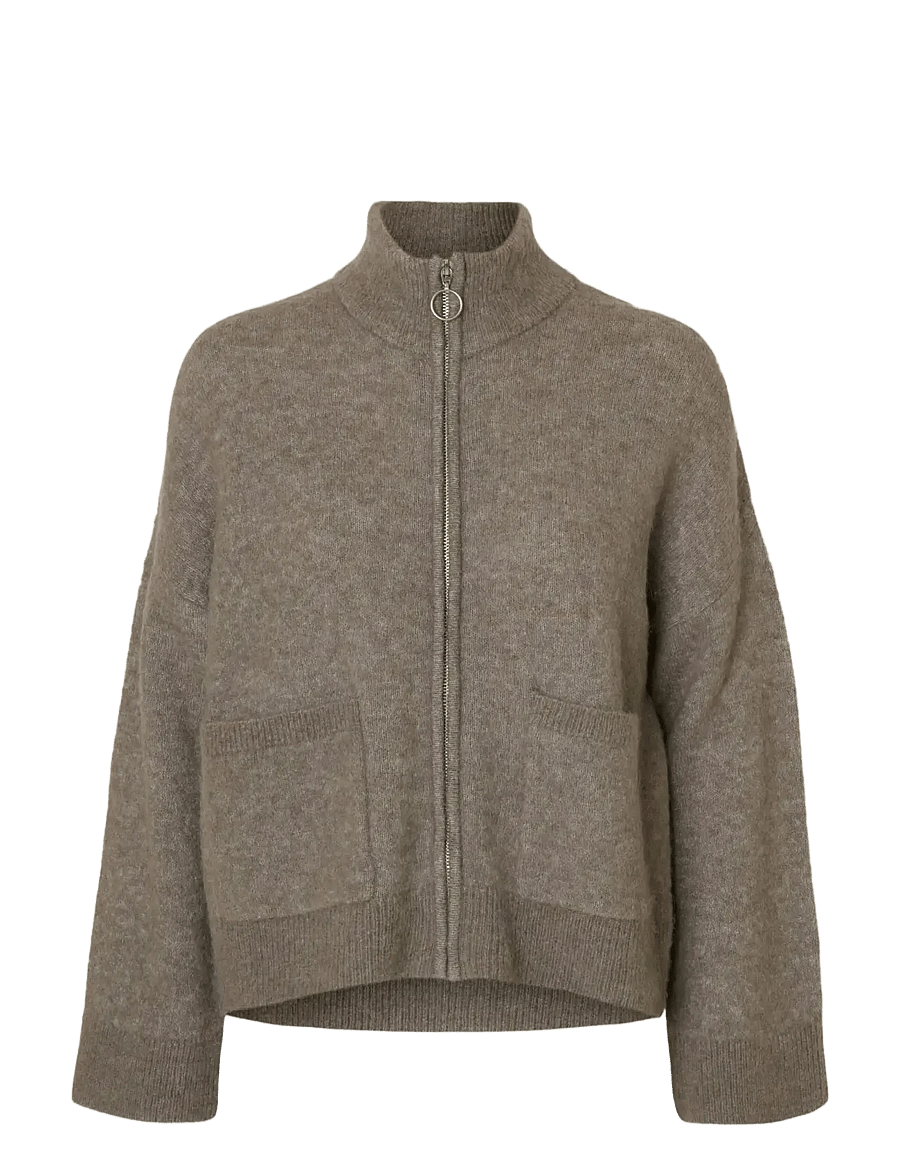 Selected - SLWSIA RAS LS KNIT ZIPPER CARDIGAN NOOS - strickjacken - steel gray - 1