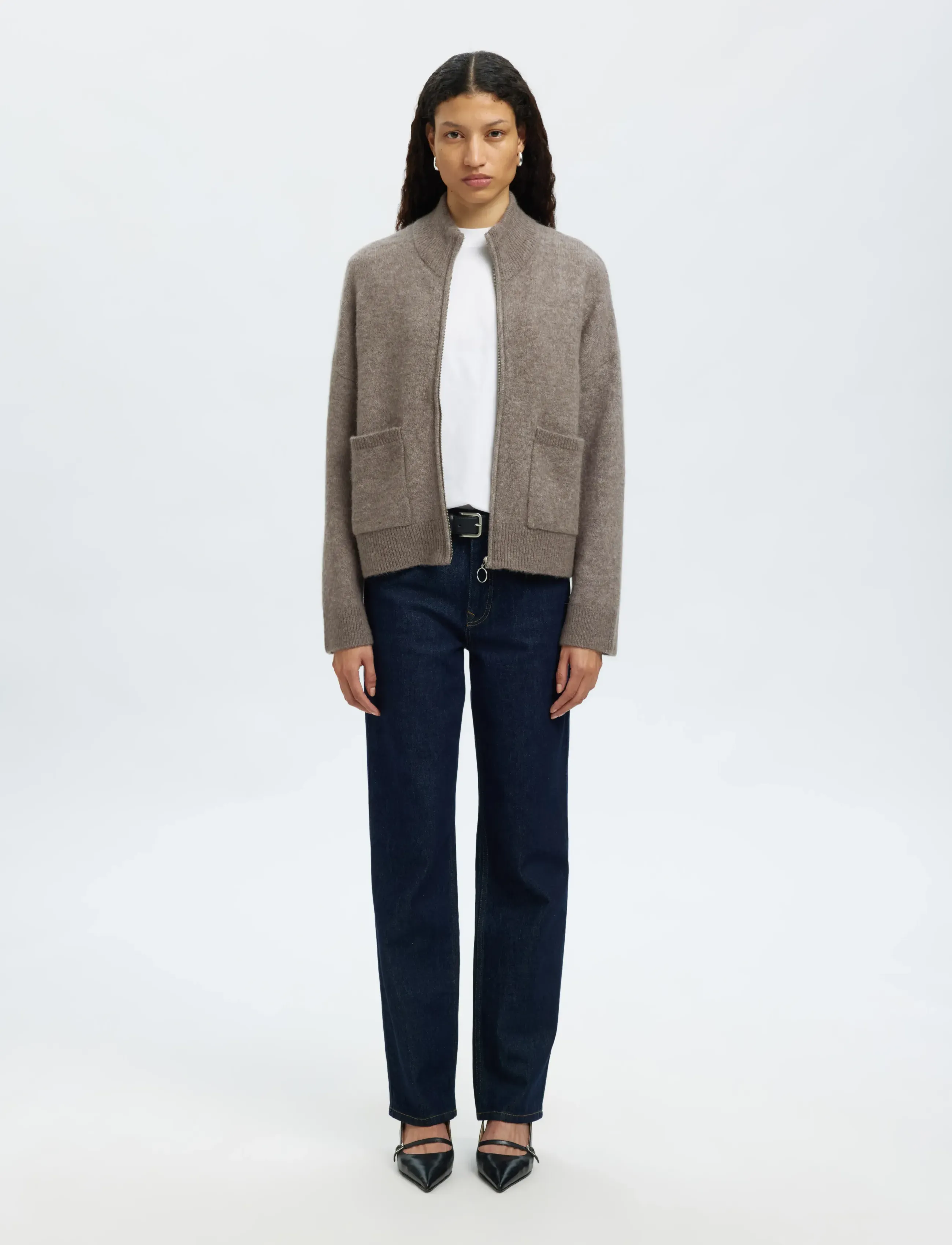 Selected - SLWSIA RAS LS KNIT ZIPPER CARDIGAN NOOS - cardigans - steel gray - 3