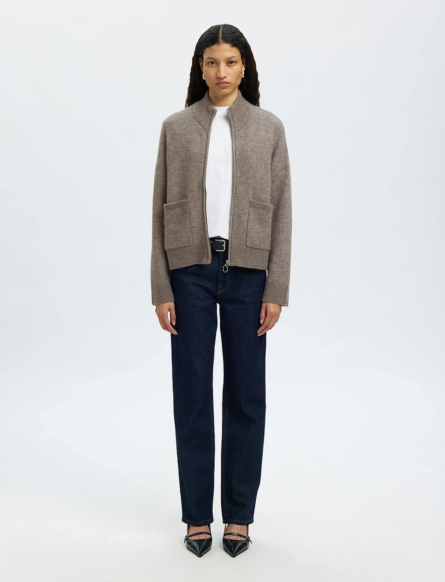 Selected - SLWSIA RAS LS KNIT ZIPPER CARDIGAN NOOS - strickjacken - steel gray - 3