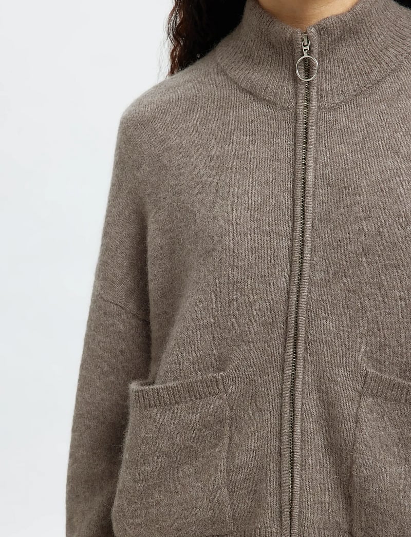 Selected - SLWSIA RAS LS KNIT ZIPPER CARDIGAN NOOS - cardigans - steel gray - 4