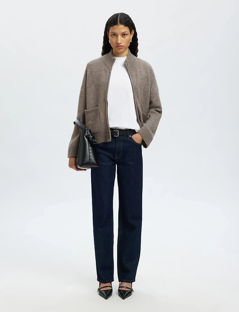 Selected - SLWSIA RAS LS KNIT ZIPPER CARDIGAN NOOS - cardigans - steel gray - 5