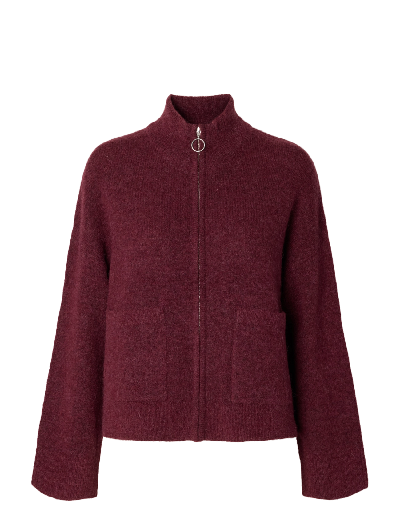 Selected SLWSIA RAS LS KNIT ZIPPER CARDIGAN NOOS - Stickat - TAWNY PORT / burgundy