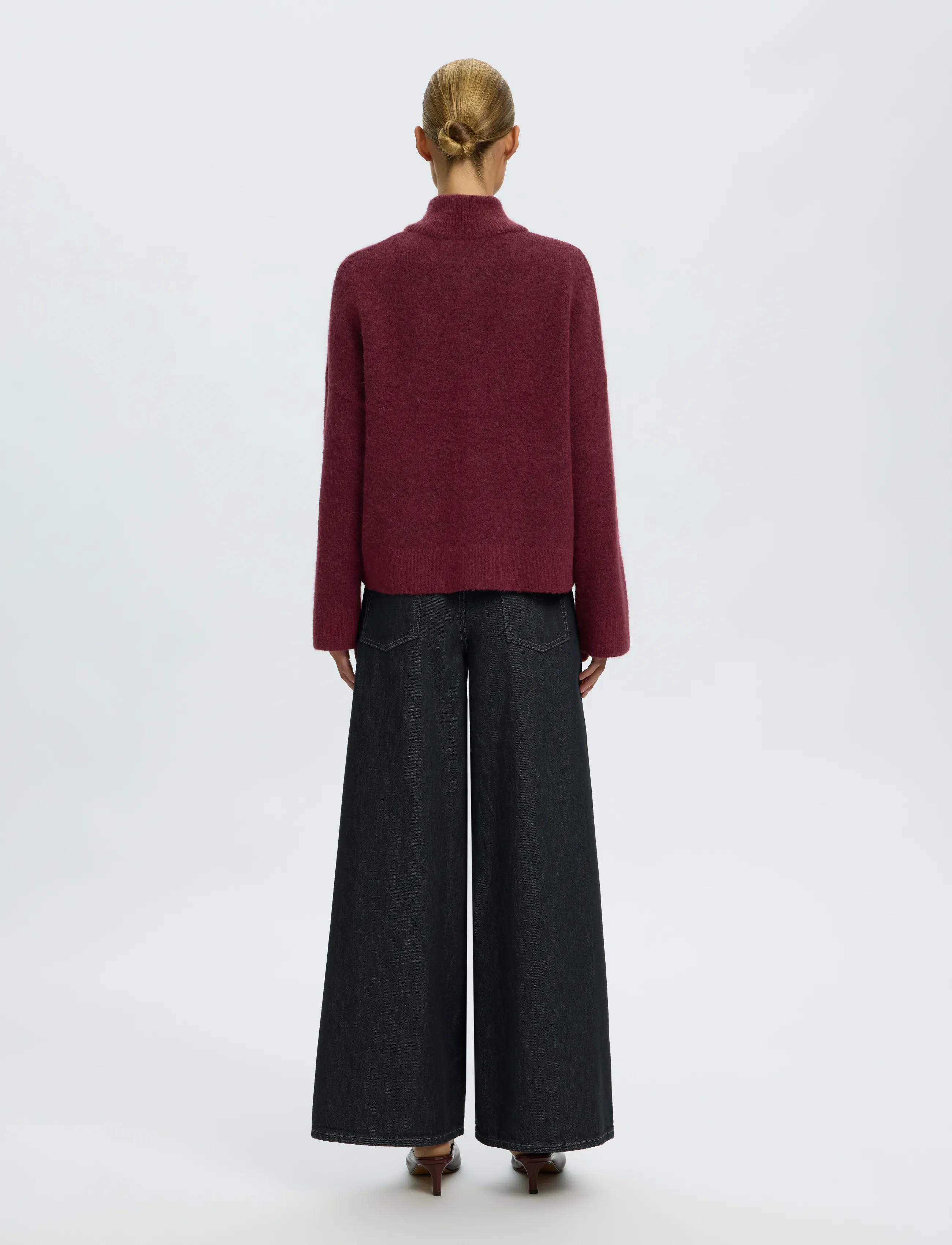 Selected - SLWSIA RAS LS KNIT ZIPPER CARDIGAN NOOS - koftor - tawny port - 2