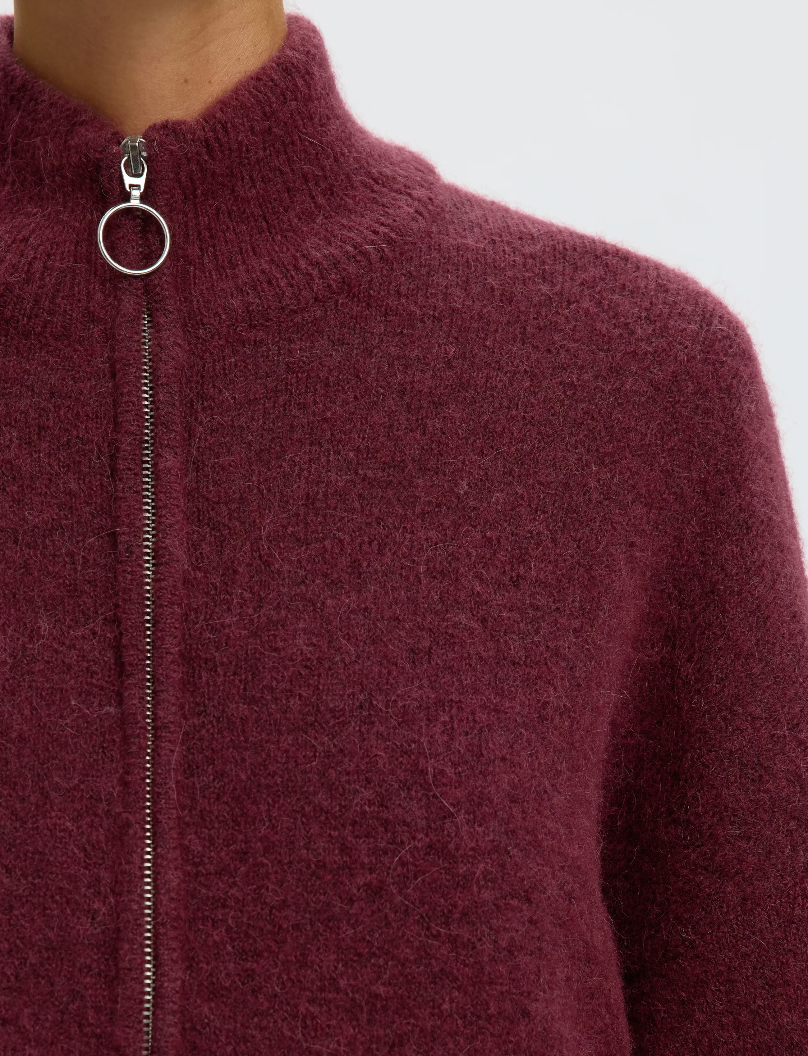 Selected - SLWSIA RAS LS KNIT ZIPPER CARDIGAN NOOS - koftor - tawny port - 4