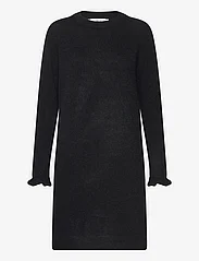 Selected Femme - SLFSIA RAS FRILL LS KNIT DRESS - kootud kleidid - black - 0