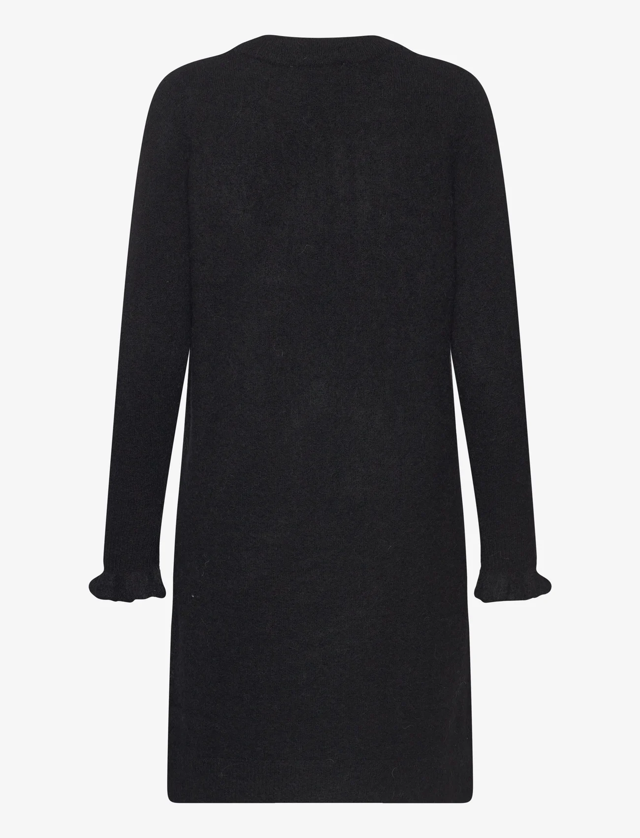 Selected Femme - SLFSIA RAS FRILL LS KNIT DRESS - kootud kleidid - black - 1