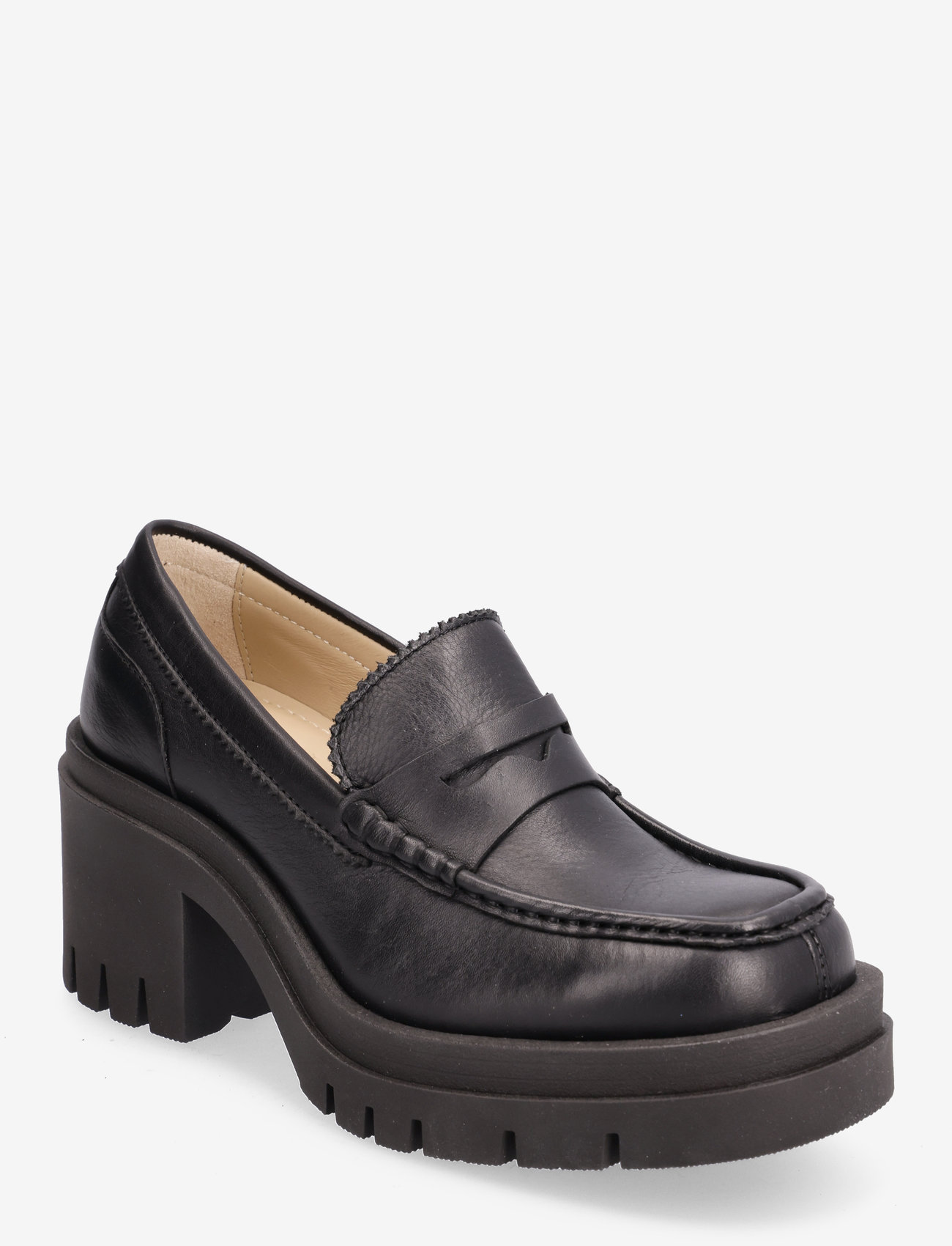 Selected Femme - SLFSAGE LEATHER HIGH HEEL PENNY LOAFER - loafer mit absatz - black - 0