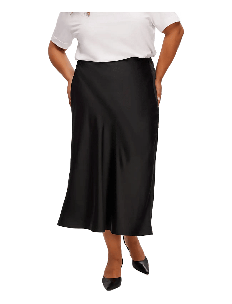 Selected - SLFLENA HW MIDI SKIRT NOOS - satinröcke - black - 2