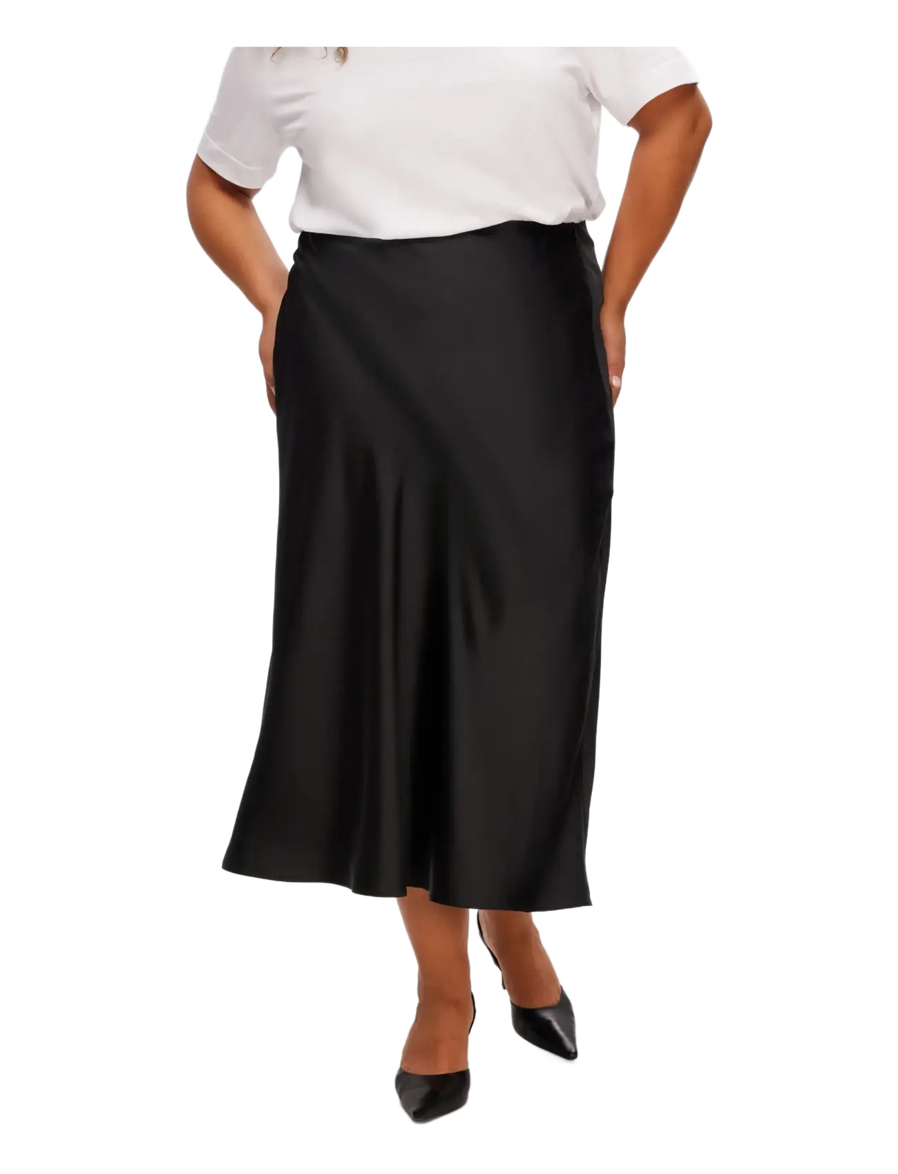 Selected - SLWLENA HW MIDI SKIRT NOOS - jupes en satin - black - 2