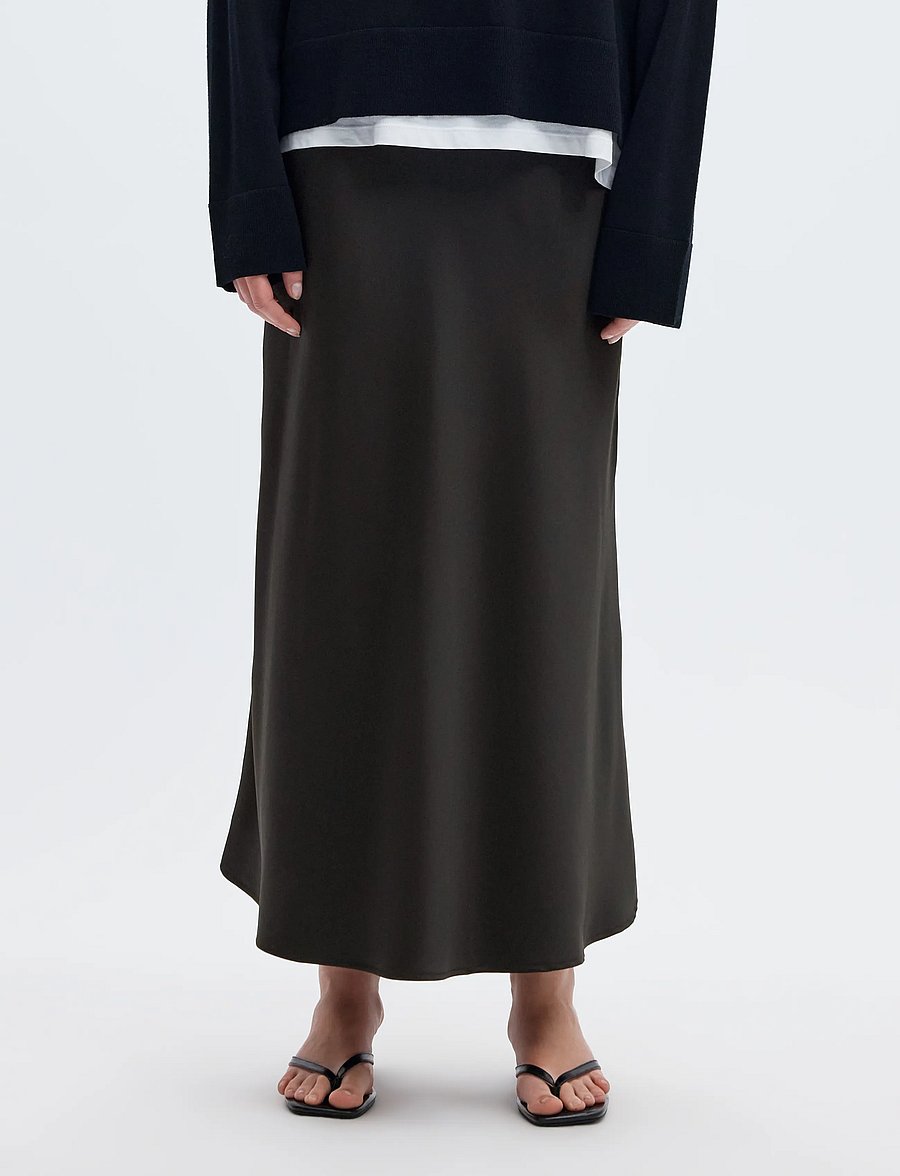 Selected - SLWLENA HW MIDI SKIRT NOOS - satinnederdele - black - 0