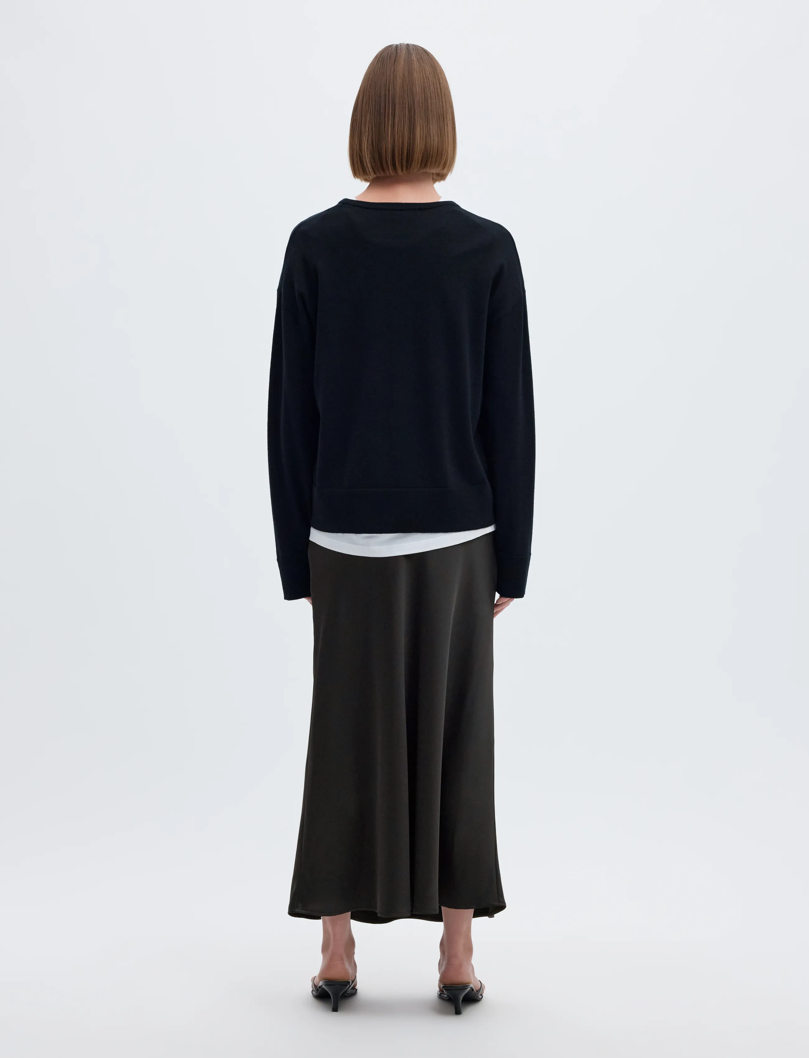 Selected - SLWLENA HW MIDI SKIRT NOOS - satinnederdele - black - 3