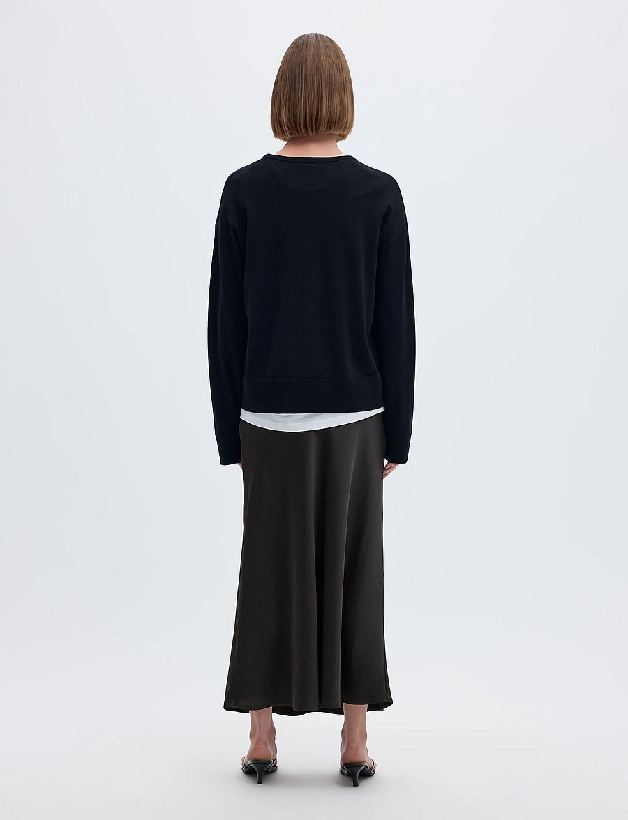 Selected - SLWLENA HW MIDI SKIRT NOOS - satinnederdele - black - 3