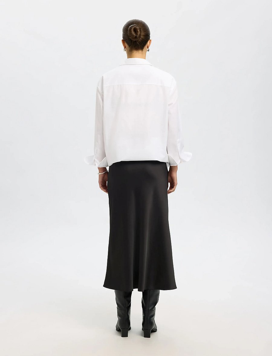 Selected - SLWLENA HW MIDI SKIRT NOOS - satinröcke - black - 3