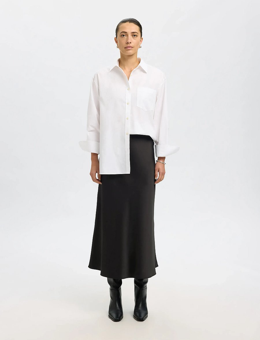 Selected - SLWLENA HW MIDI SKIRT NOOS - satinröcke - black - 4
