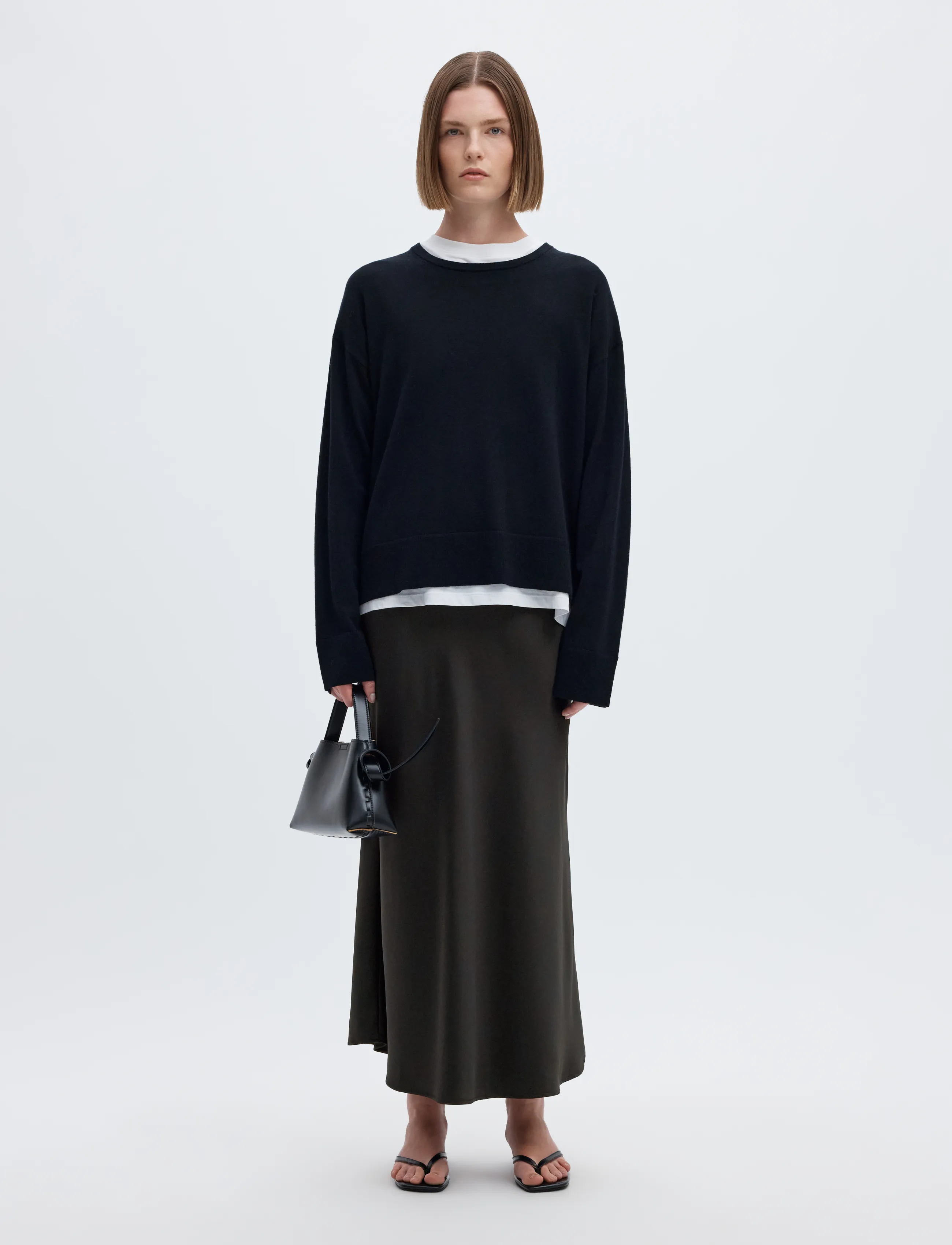 Selected - SLWLENA HW MIDI SKIRT NOOS - satin skirts - black - 5
