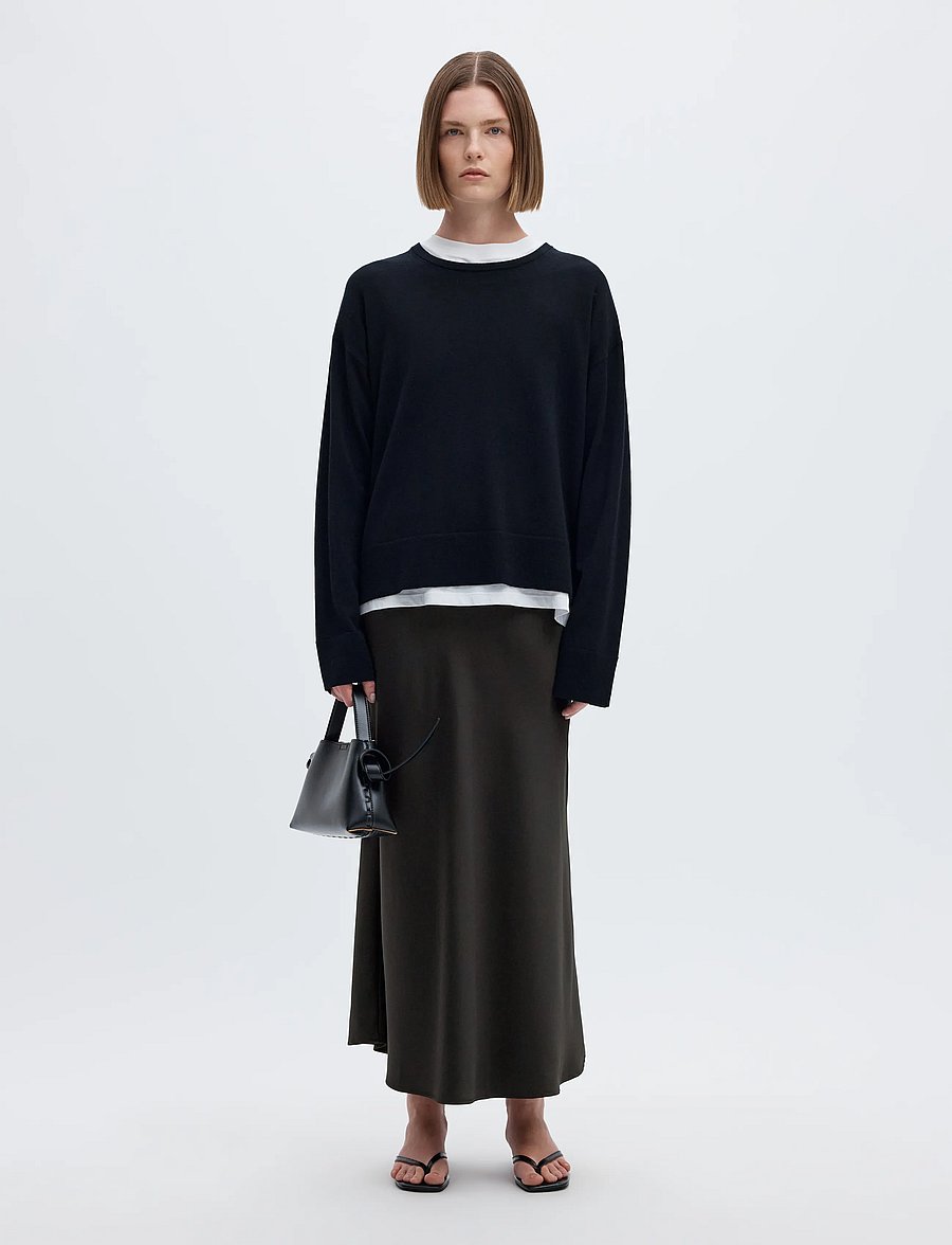 Selected - SLWLENA HW MIDI SKIRT NOOS - satinröcke - black - 5