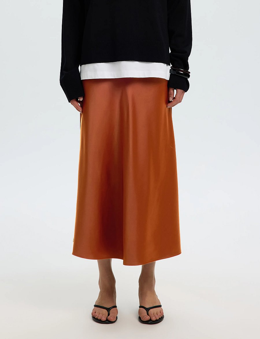 Selected - SLWLENA HW MIDI SKIRT NOOS - satinnederdele - cherry mahogany - 0