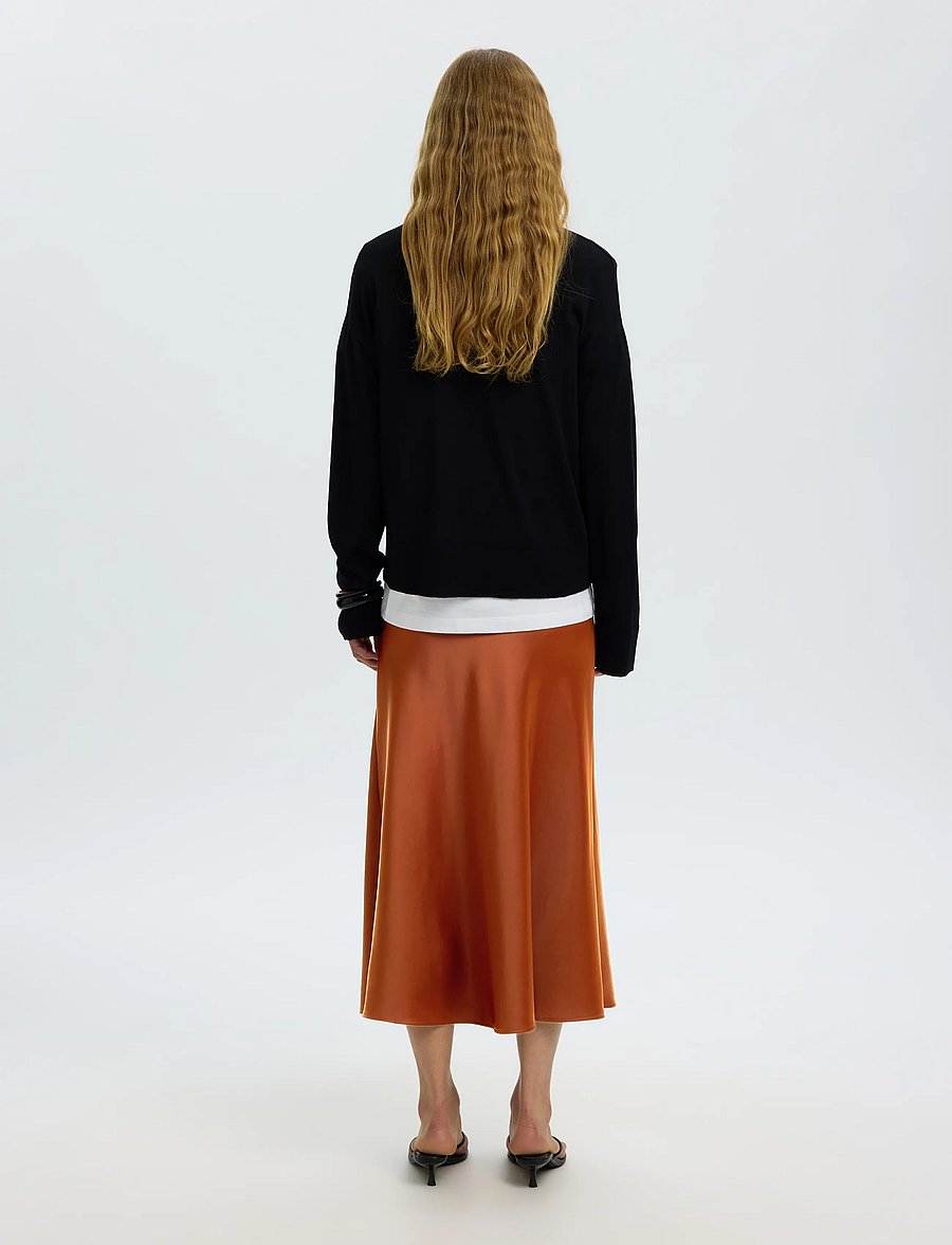 Selected - SLWLENA HW MIDI SKIRT NOOS - satinnederdele - cherry mahogany - 2