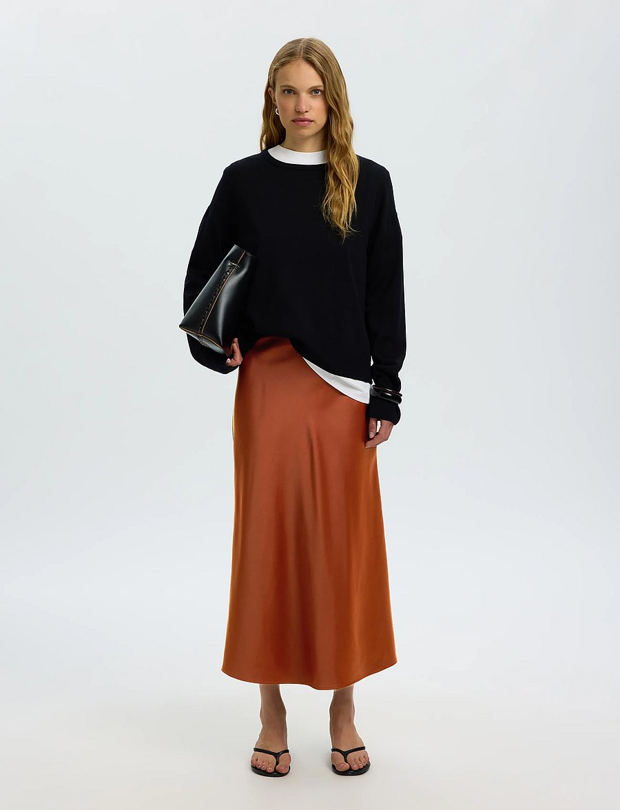 Selected - SLWLENA HW MIDI SKIRT NOOS - satinnederdele - cherry mahogany - 5