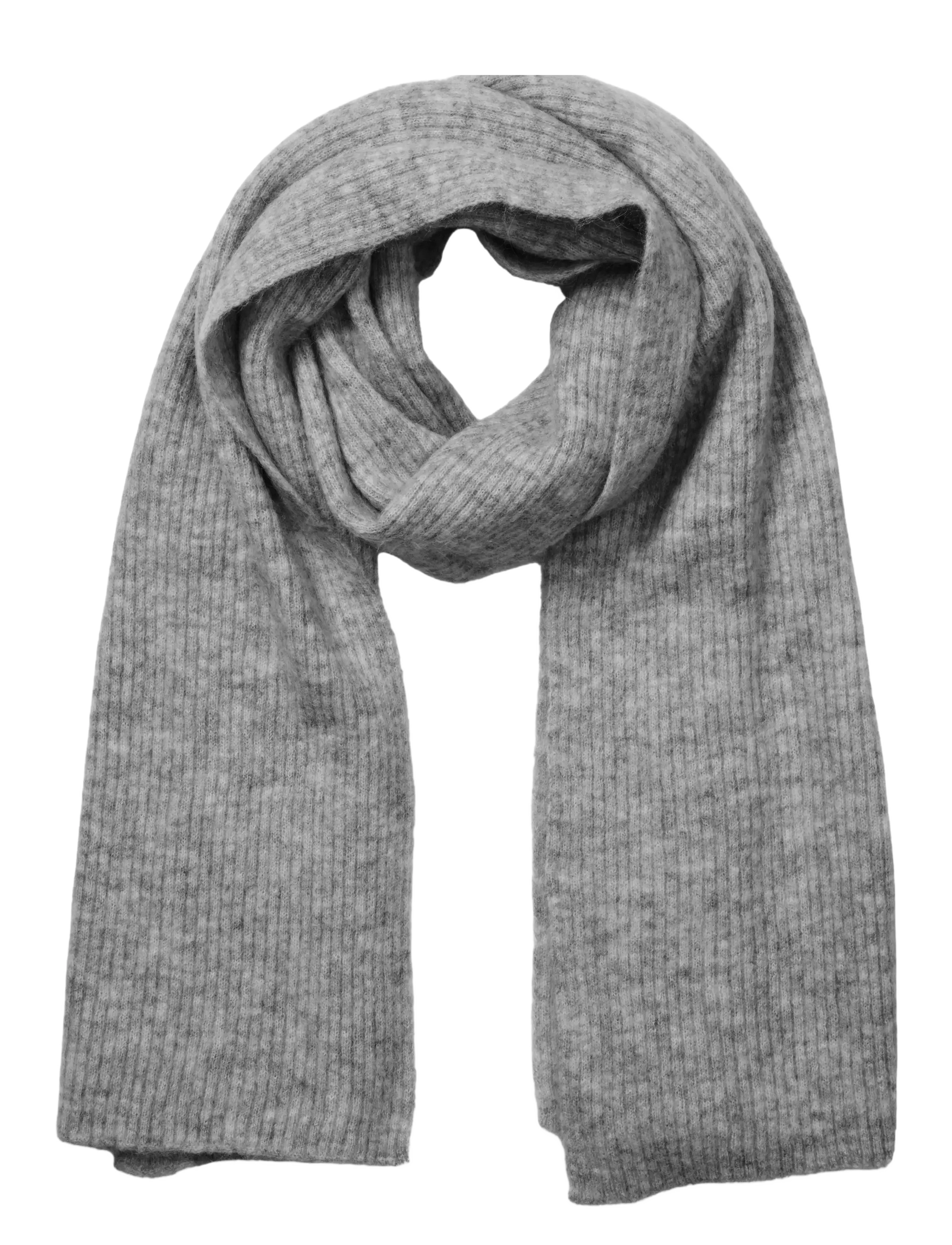 Selected SLFMALINE LANO KNIT SCARF NOOS - Accessories - MEDIUM GREY MELANGE / grey