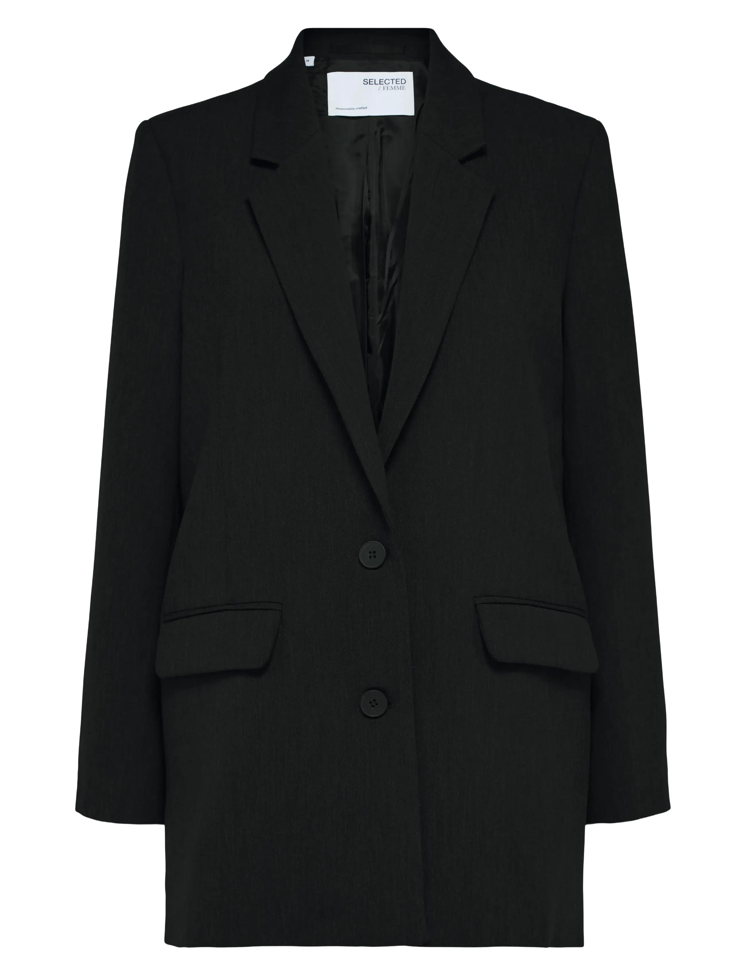 Selected SLFRITA LS RELAXED BLAZER FD NOOS - Transitional Layering - BLACK / black