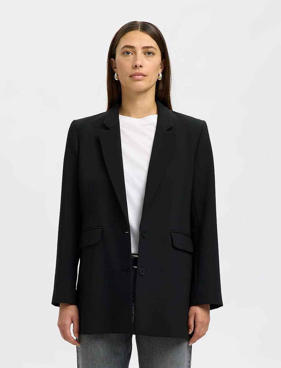 Selected - SLFRITA LS RELAXED BLAZER FD NOOS - einreihige blazer - black - 0