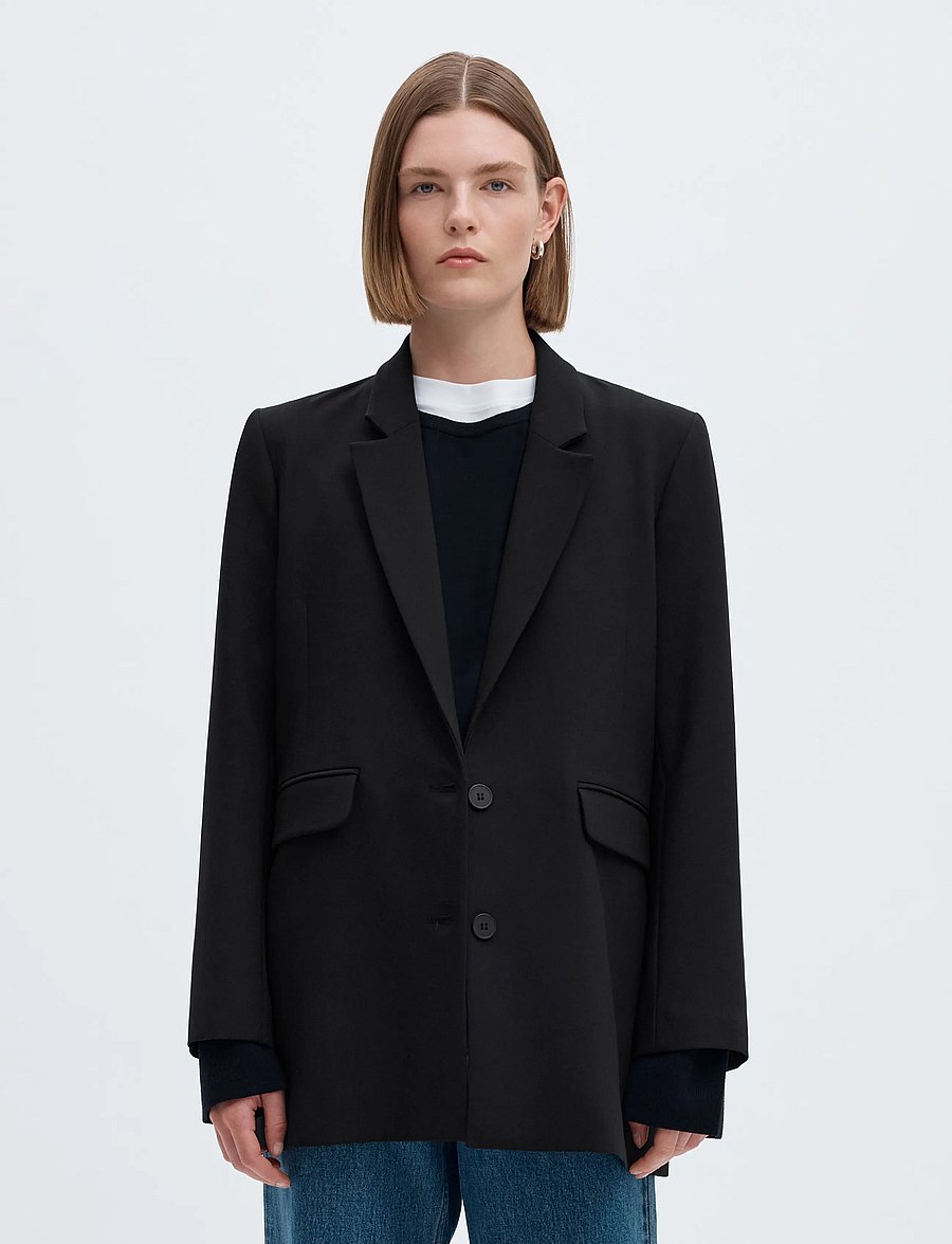Selected - SLWRITA LS RELAXED BLAZER FD NOOS - single breasted blazers - black - 0