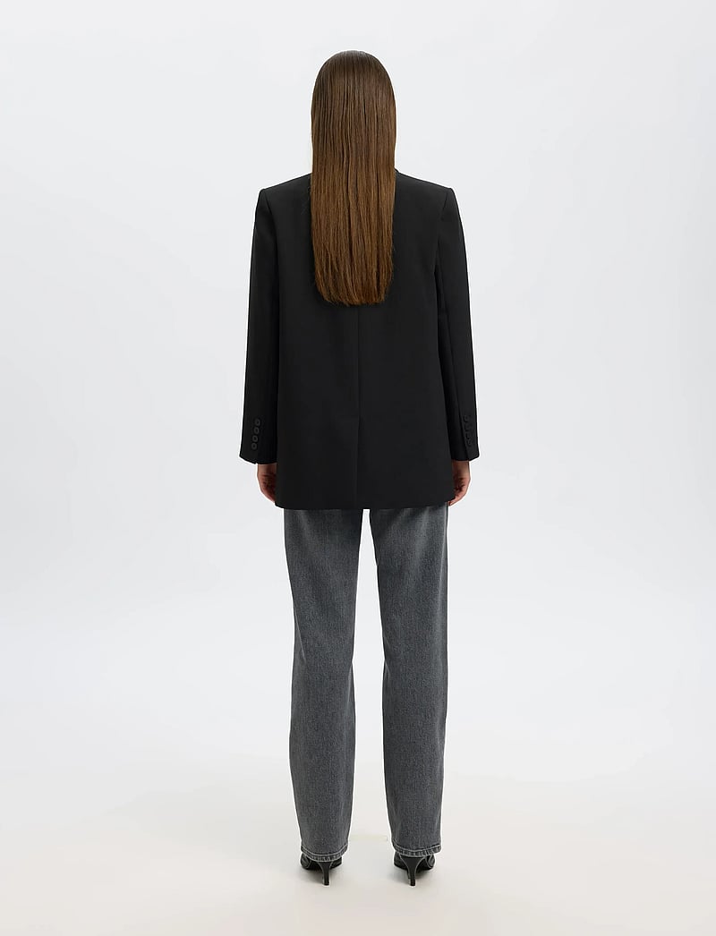 Selected - SLWRITA LS RELAXED BLAZER FD NOOS - enkeltradede blazere - black - 2