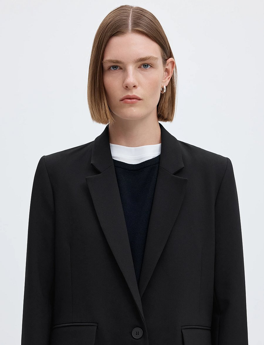 Selected - SLWRITA LS RELAXED BLAZER FD NOOS - single breasted blazers - black - 4