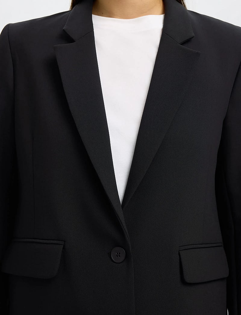 Selected - SLWRITA LS RELAXED BLAZER FD NOOS - enkeltradede blazere - black - 5