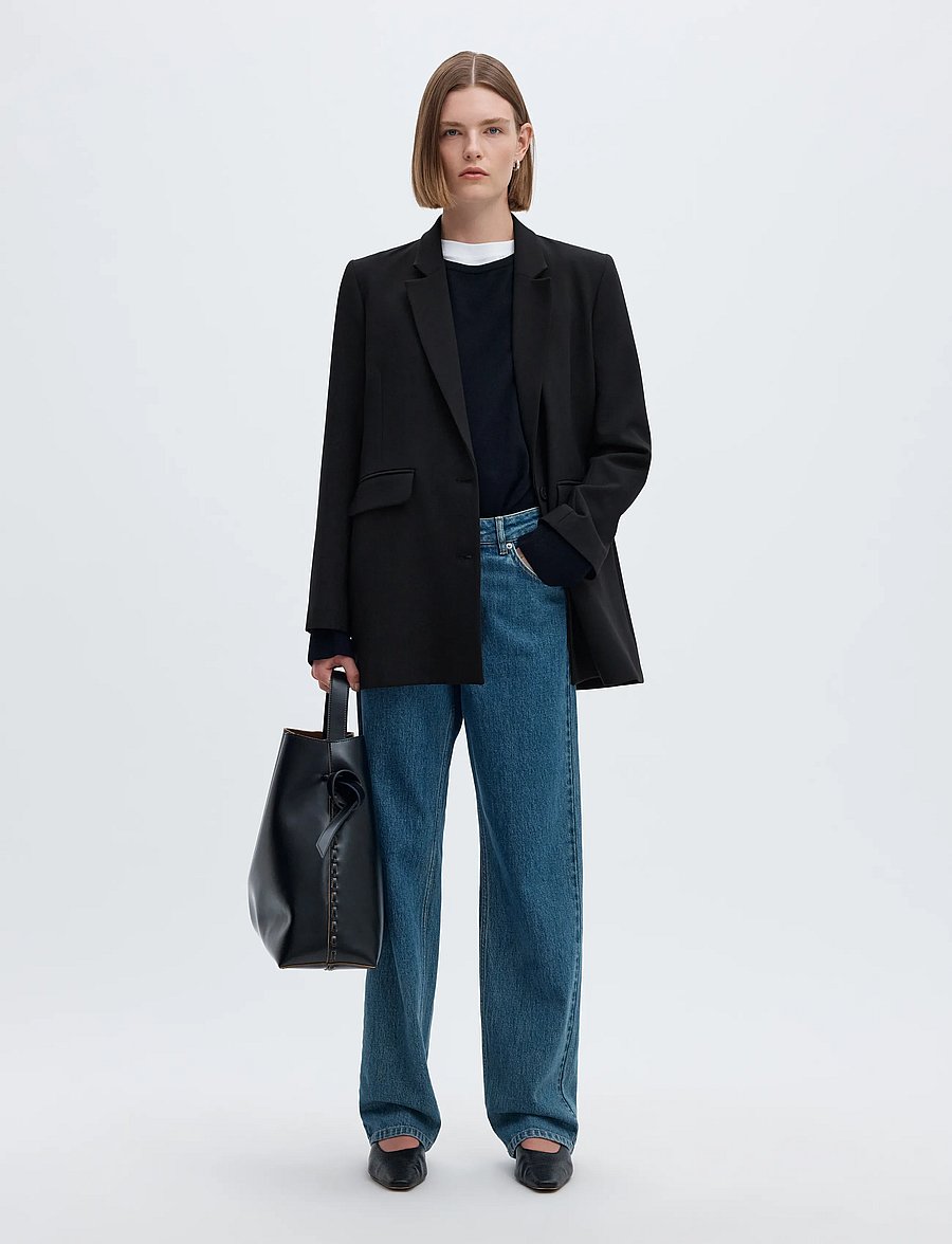 Selected - SLWRITA LS RELAXED BLAZER FD NOOS - single breasted blazers - black - 5