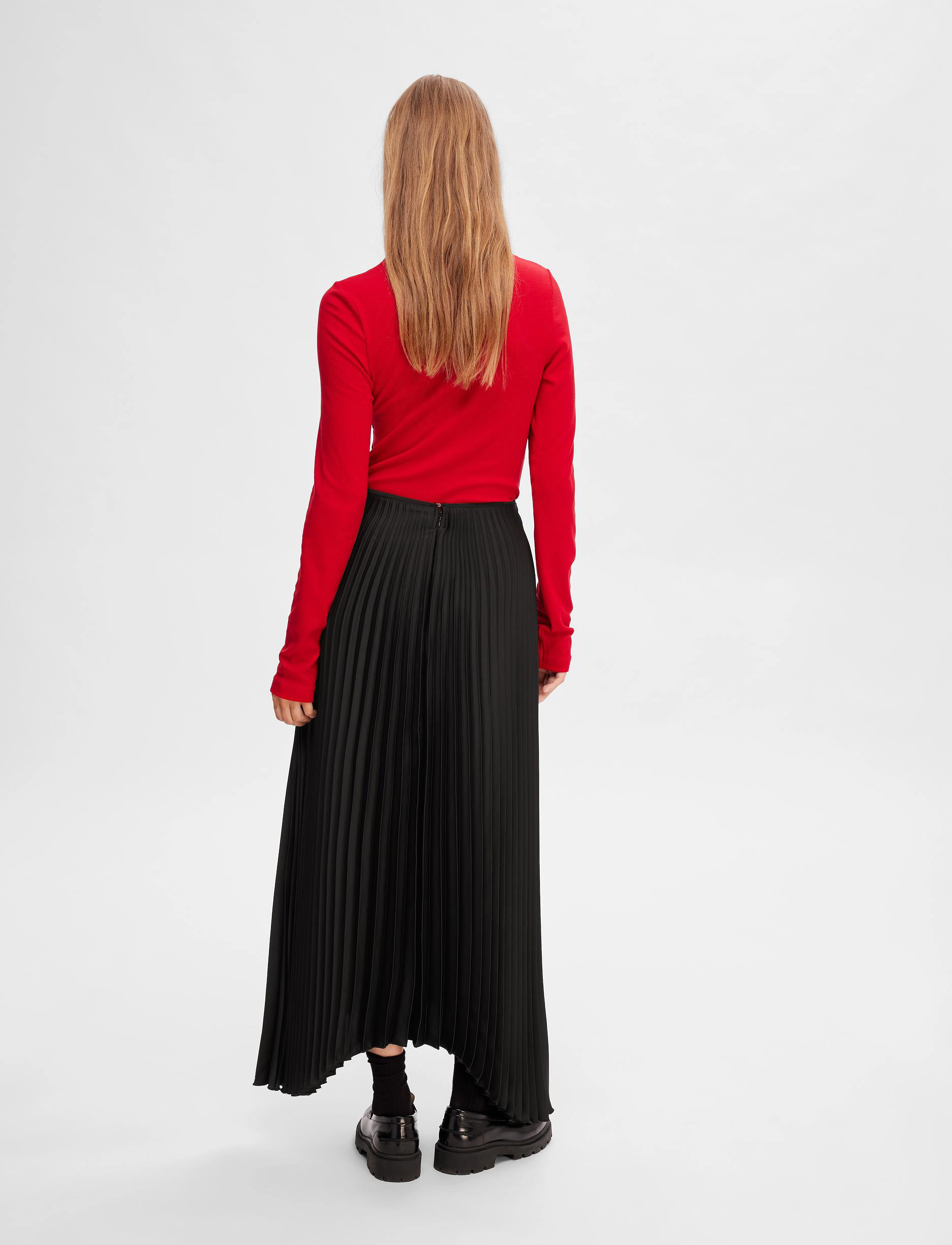 Selected - SLFTINA LONG PLISSE SKIRT B - black - 3