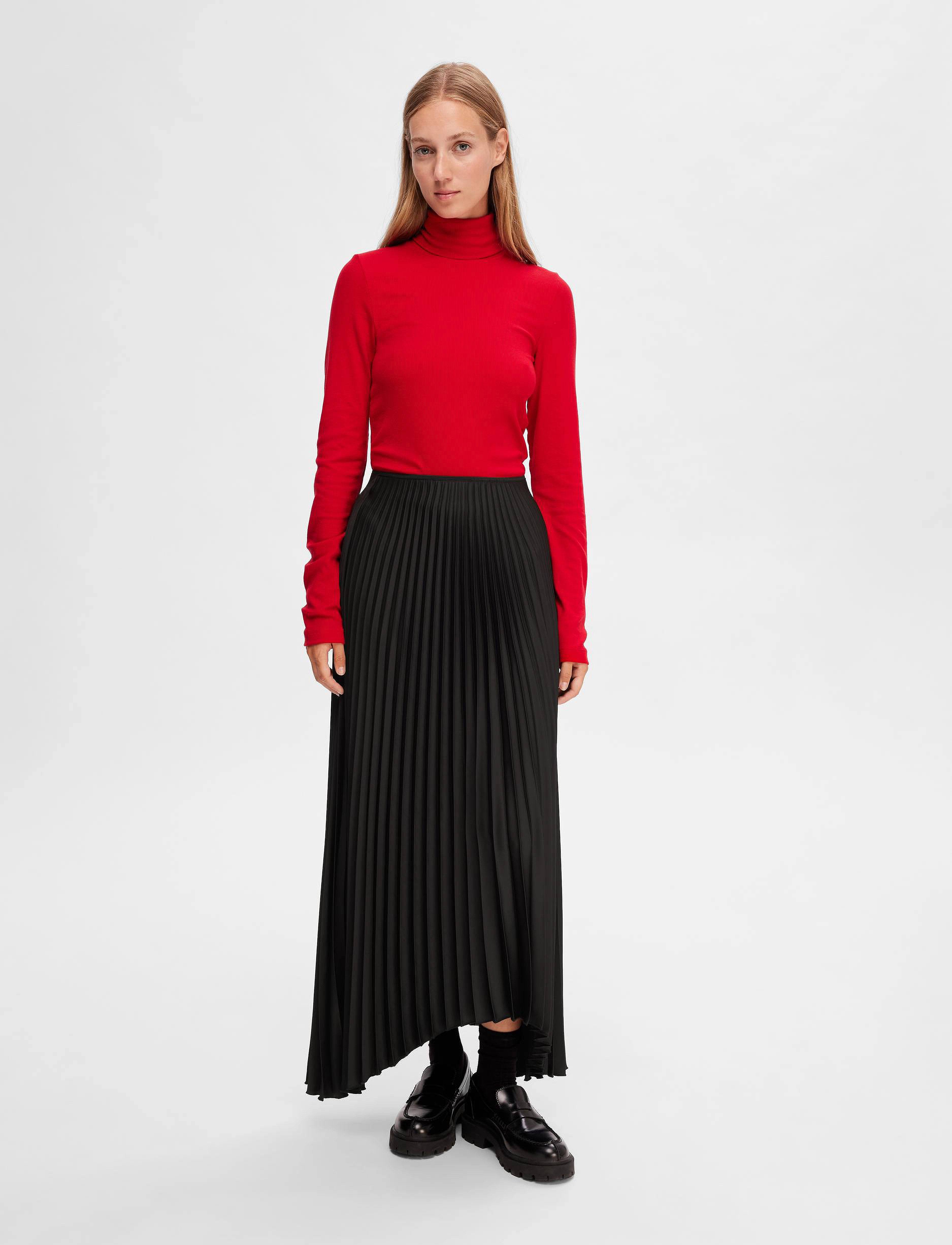 Selected - SLFTINA LONG PLISSE SKIRT B - black - 4