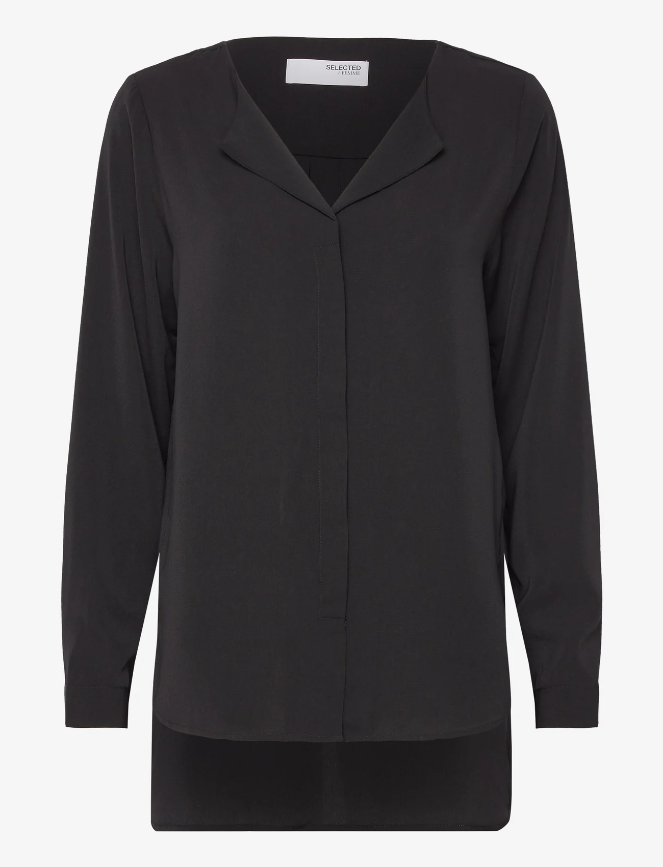 Selected Femme - SLFSIMONE-DYNELLA LS SHIRT O - long sleeved blouses - black - 0