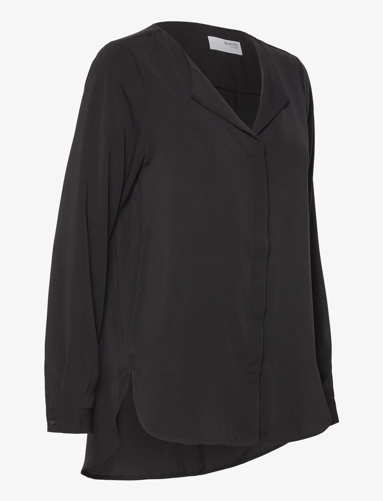 Selected Femme - SLFSIMONE-DYNELLA LS SHIRT O - long-sleeved blouses - black - 1