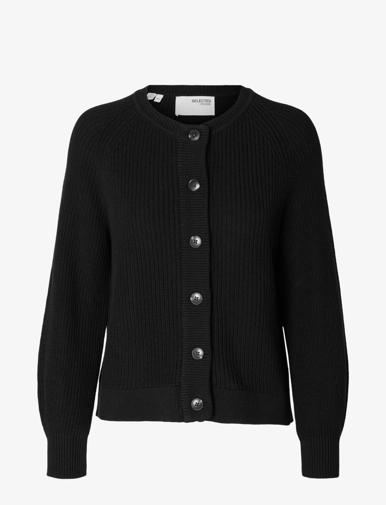 Selected Femme - SLFLOLA LS KNIT CARDIGAN - swetry rozpinane - black - 0
