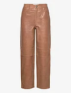 SLFSANA-BYNNE HW STRAIGHT LEATHER PANT - TOASTED COCONUT