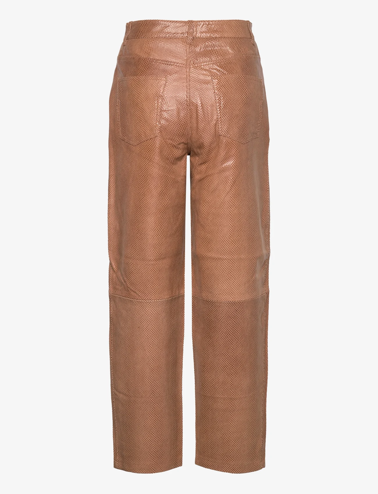 Selected Femme - SLFSANA-BYNNE HW STRAIGHT LEATHER PANT - party wear at outlet prices - toasted coconut - 1