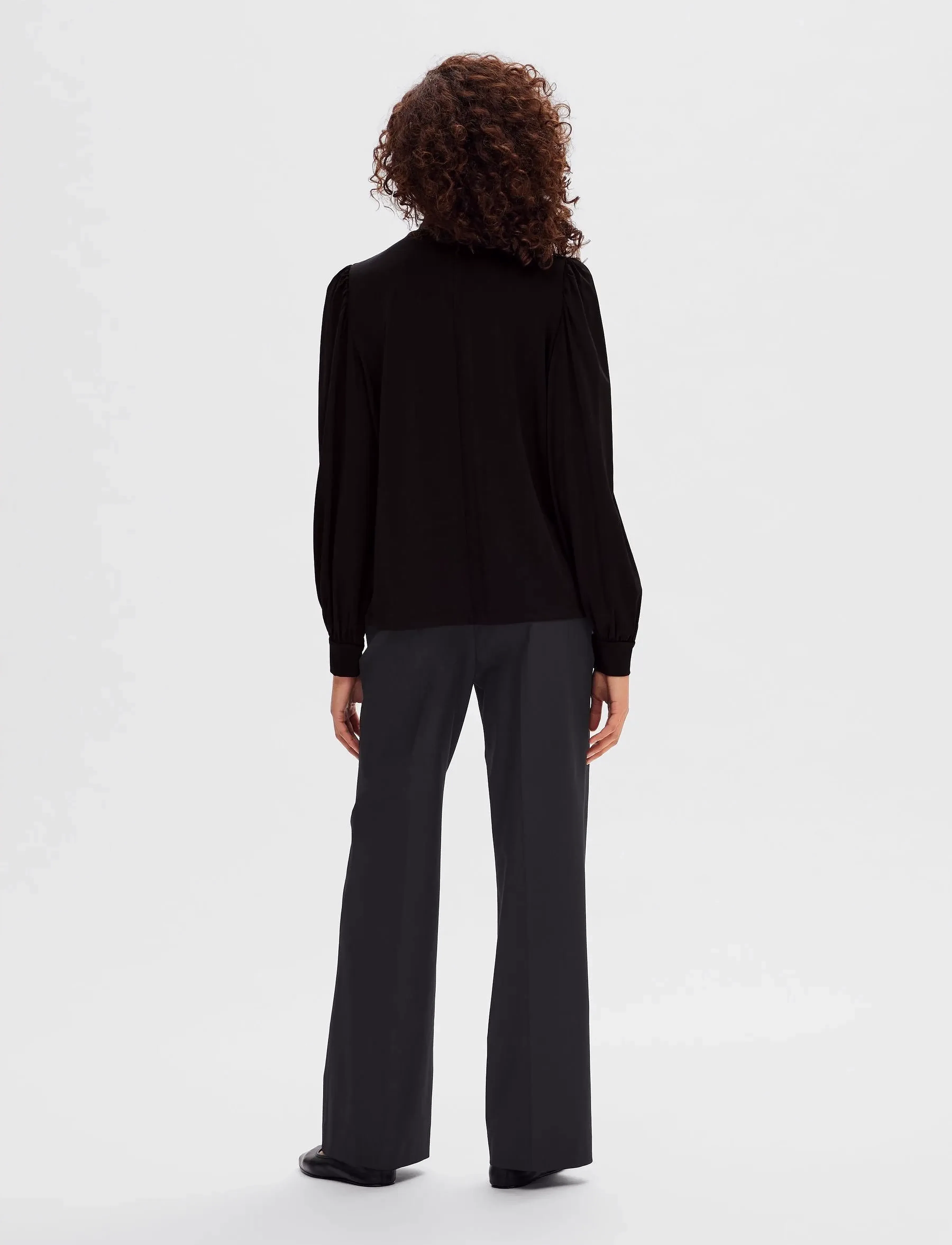 Selected - SLFSAYA LS HIGH NECK TOP - langærmede bluser - black - 3