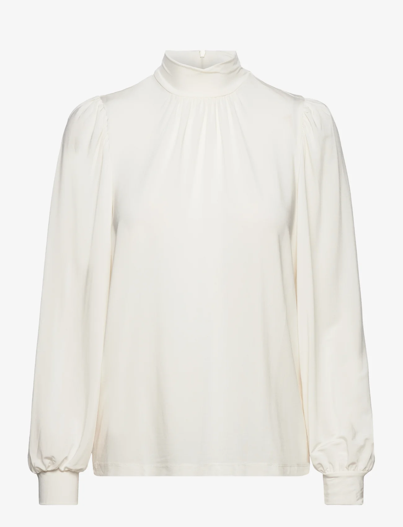 Selected Femme - SLFSAYA LS HIGH NECK TOP - long-sleeved blouses - snow white - 0