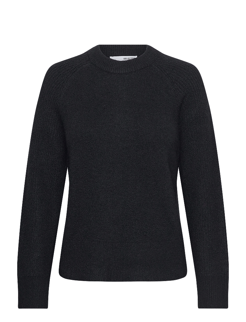 Selected - SLFRENA LS KNIT O-NECK CAMP - pullover - black - 0