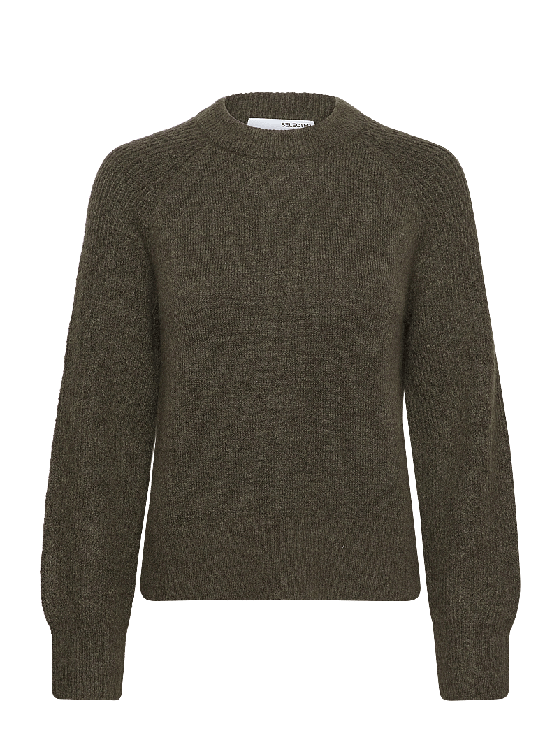 Selected - SLFRENA LS KNIT O-NECK CAMP - pullover - kalamata - 0