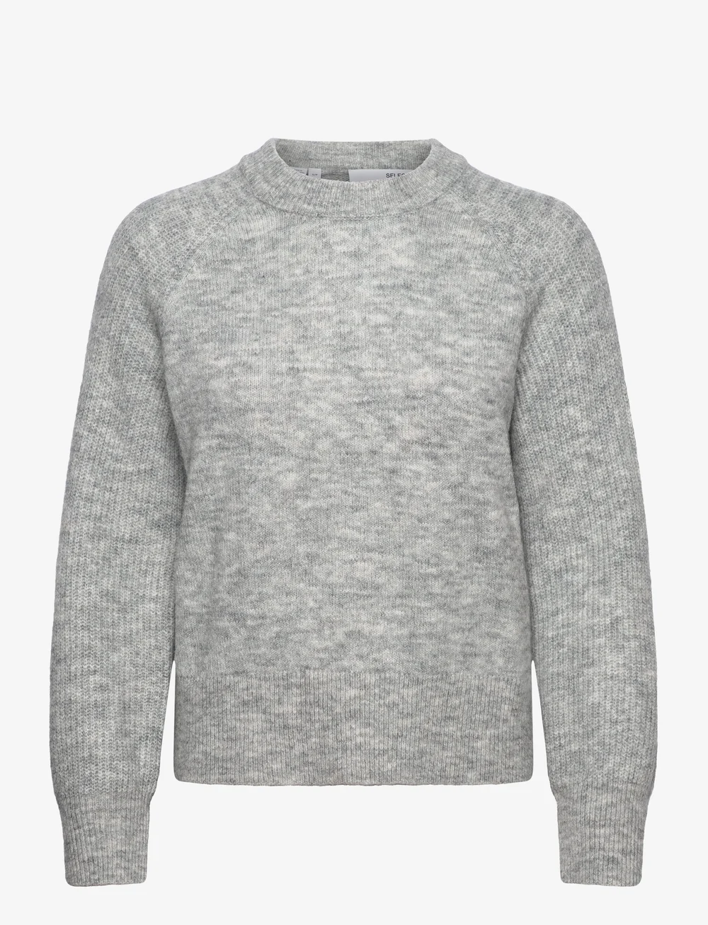 Selected - SLFRENA LS KNIT O-NECK CAMP - stickade tröjor - light grey melange - 0
